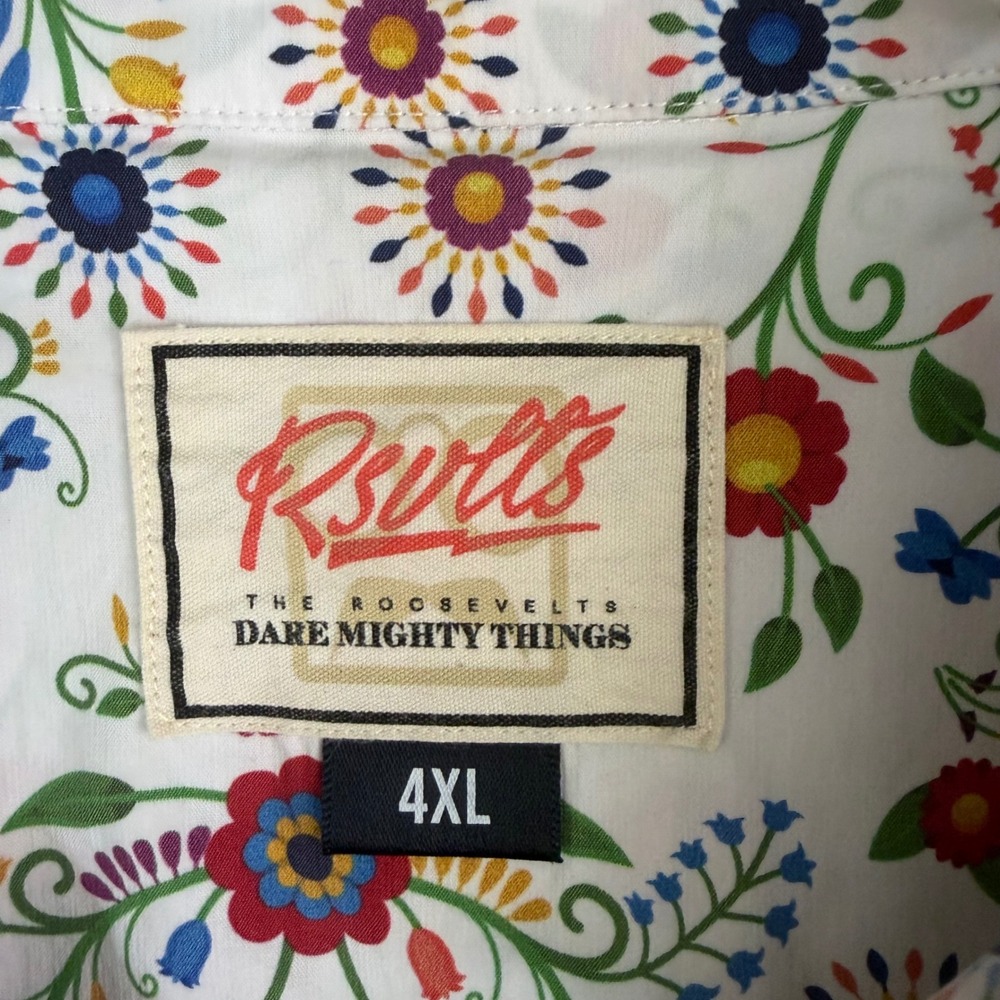 RSVLTS Talavera Cotton Blend Shirt Mens 4XL Short Sleeve Folk Art Floral Tile - Picture 5 of 8